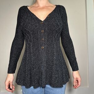 Style & Co. Minimalist Gray Button Up Long Sleeve Blouse Size XS